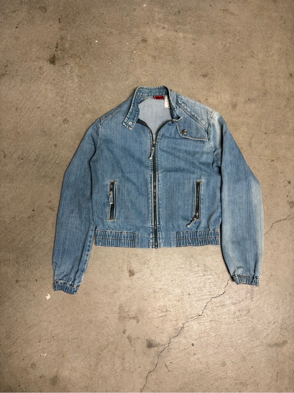 Levi’s Light Wash Denim Moto Jacket Women’s Medium Zip Front Biker Jean Jacket